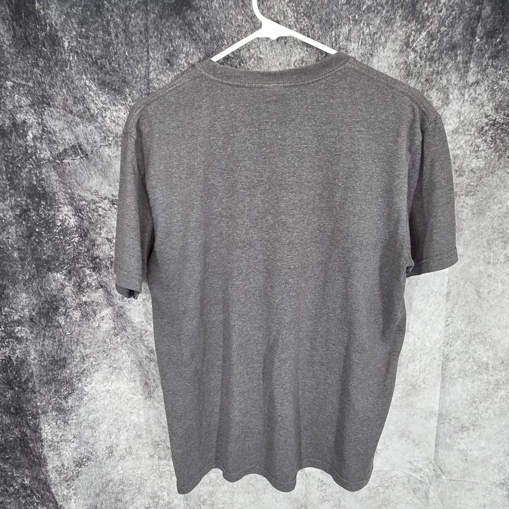 The North Face T Shirt Mens‎ Medium Gray Spell Out Logo Statement Hiking Casual